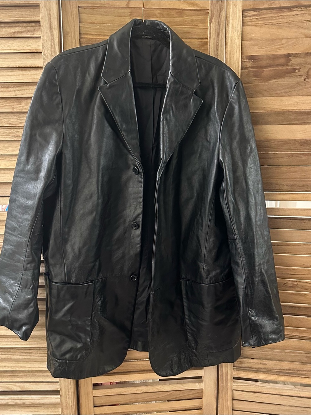 Banana Republic %100 Leather Blazer Jacket in black size L